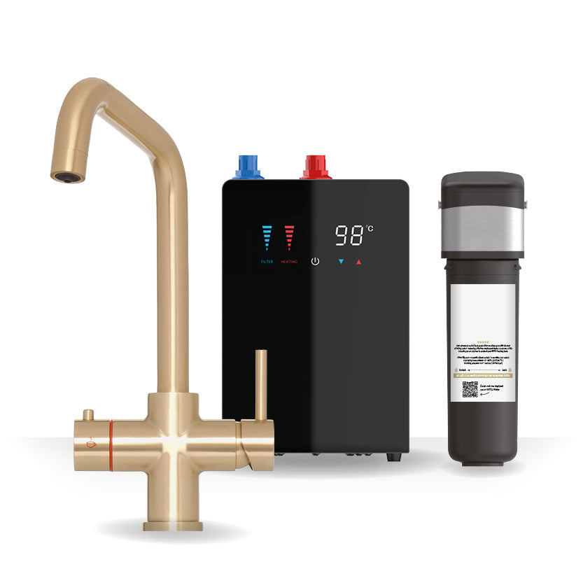 Brewmaster 4 in 1 Boiling Water and Filtered Water Tap Square Brushed Copper