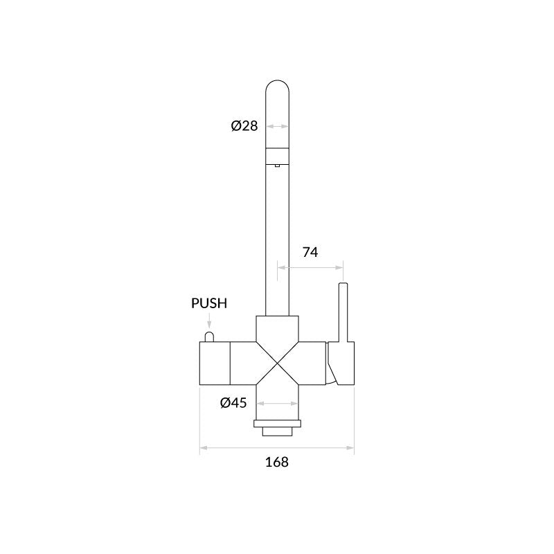 INTU 4 in 1 Boiling Water and Filtered Water Tap Square Brushed Nickel