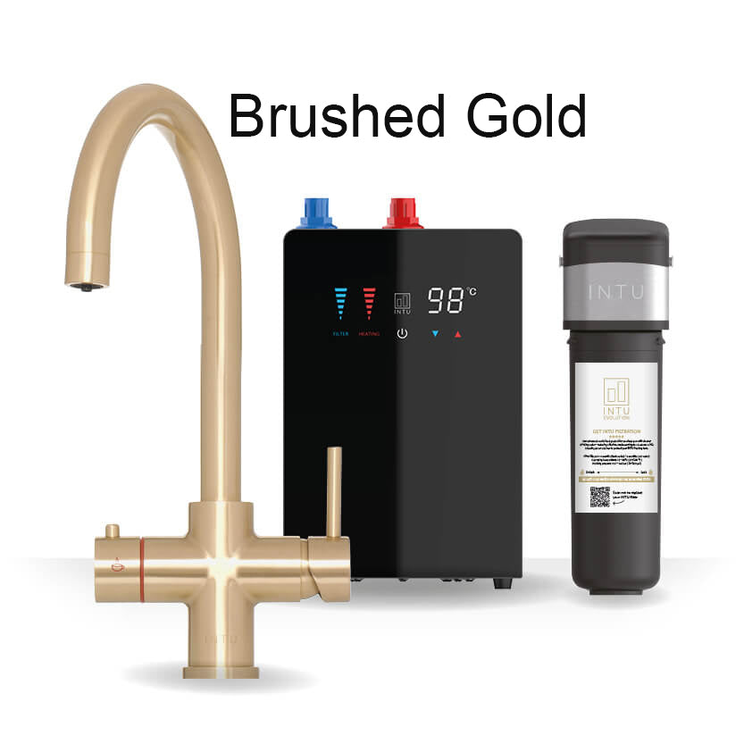 4 in 1 Boiling Water and Filtered Water Tap Swan Brushed Copper